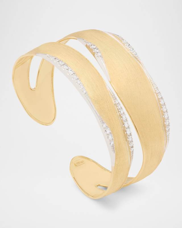 18K Gold Lunaria Split Bangle with Diamonds